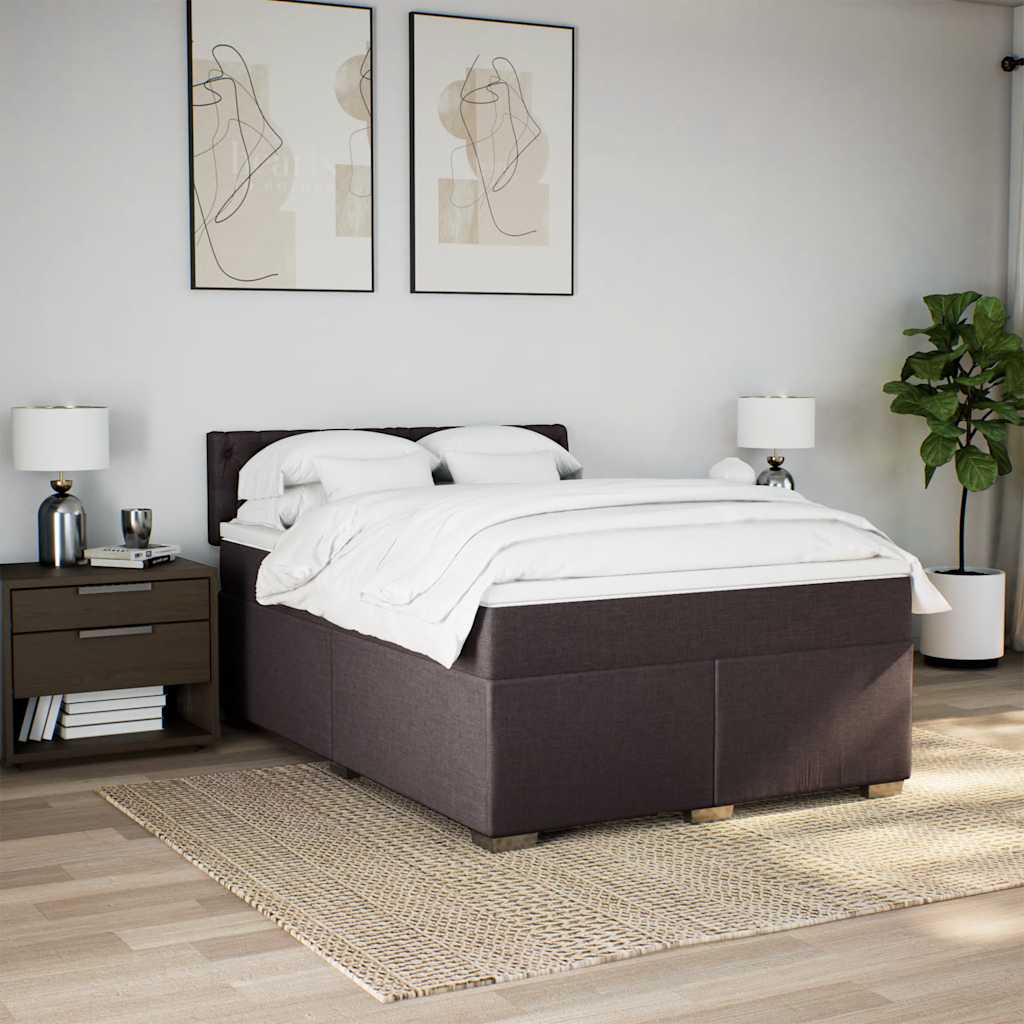 vidaXL Boxspring met matras stof donkerbruin 140x190 cm afbeelding