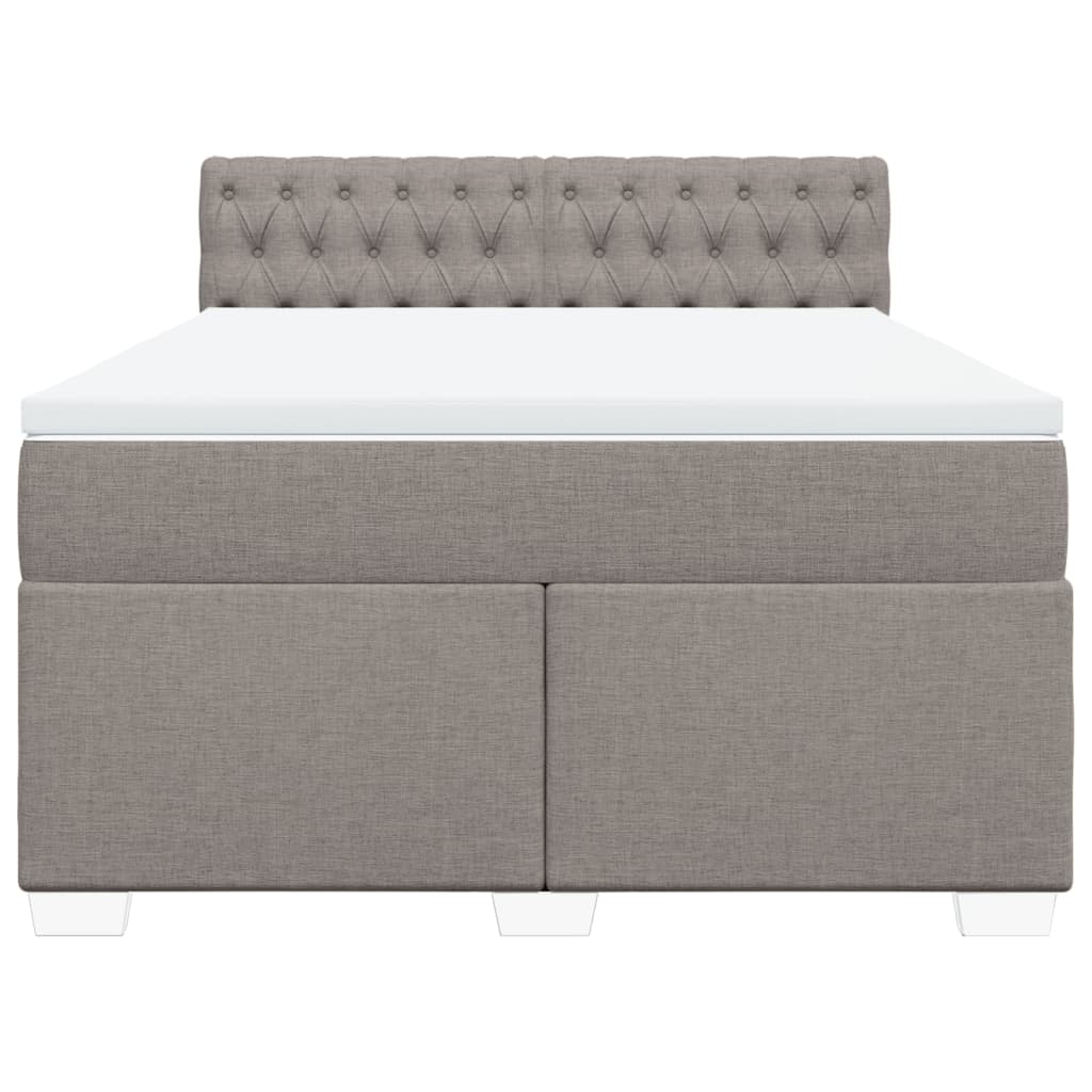 vidaXL Boxspring met matras stof taupe 140x190 cm, foto 4