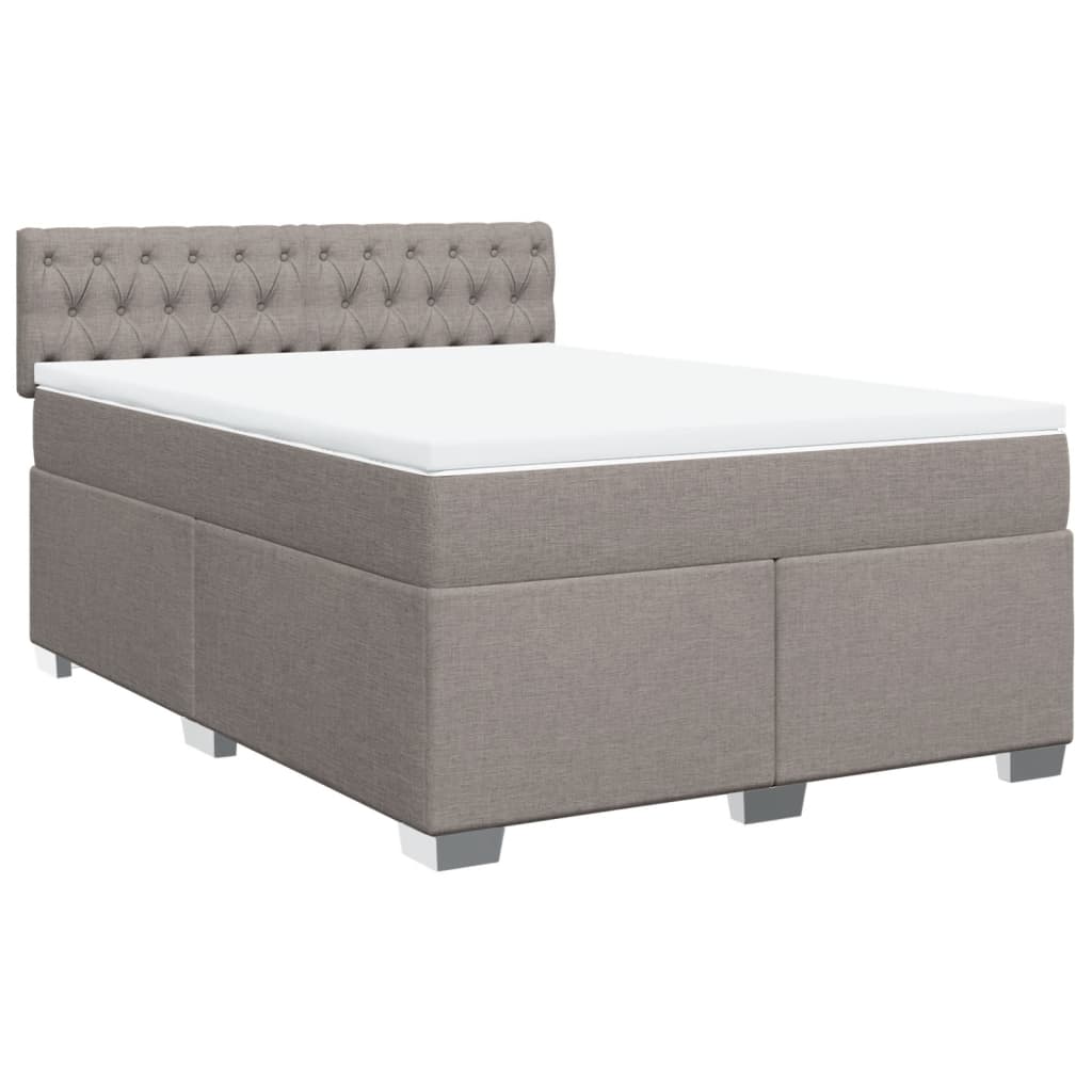 vidaXL Boxspringbett mit Matratze Taupe 140x190 cm Stoff