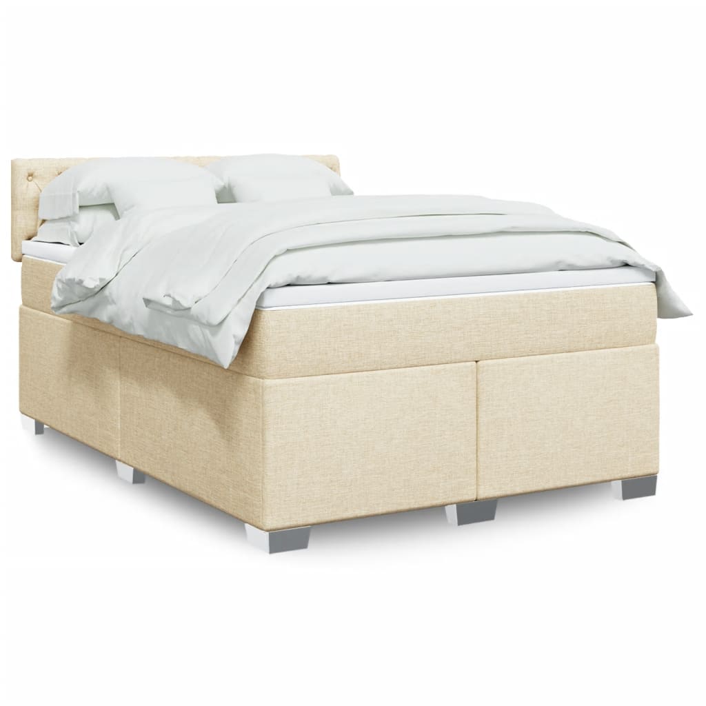 Boxspringbett mit Matratze Creme 140×190 cm Stoff