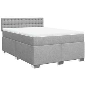 Box spring postel s matrací světle šedá 140 x 190 cm textil - obrázek 2