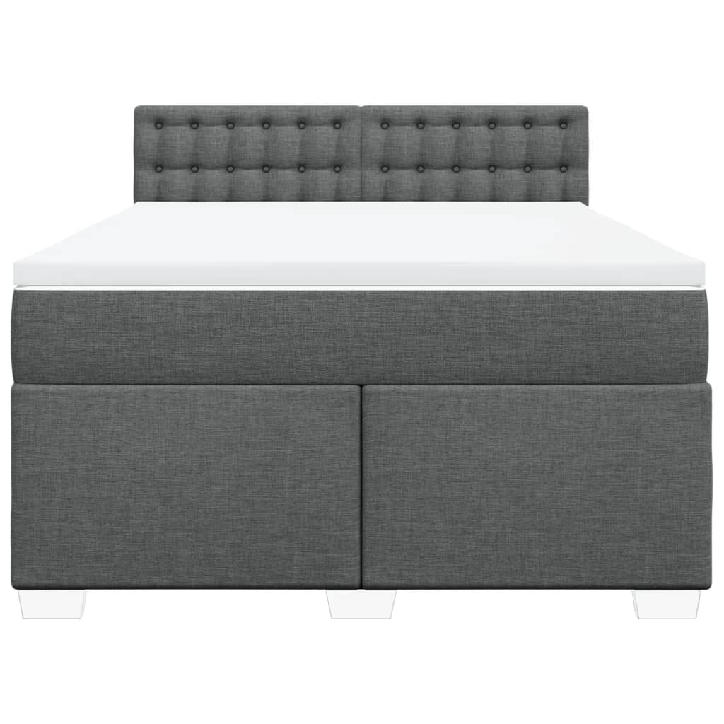 vidaXL Boxspring met matras stof donkergrijs 140x190 cm grijs, foto 4