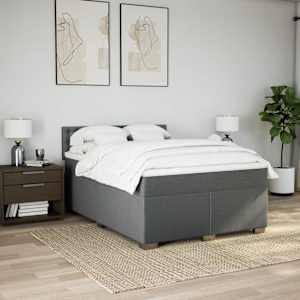 Box spring postel s matrací tmavě šedý 140 x 190 cm textil - obrázek 3
