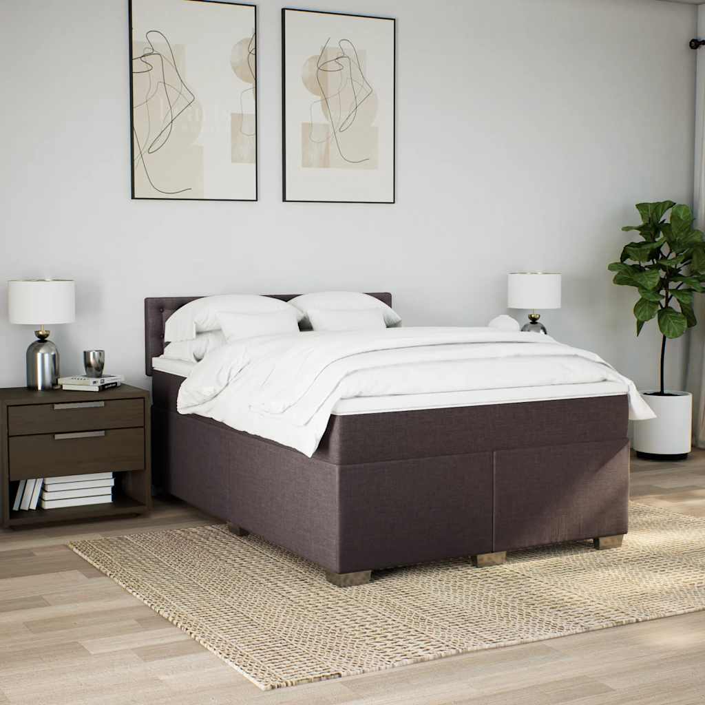 vidaXL Boxspring met matras stof donkerbruin 140x190 cm afbeelding