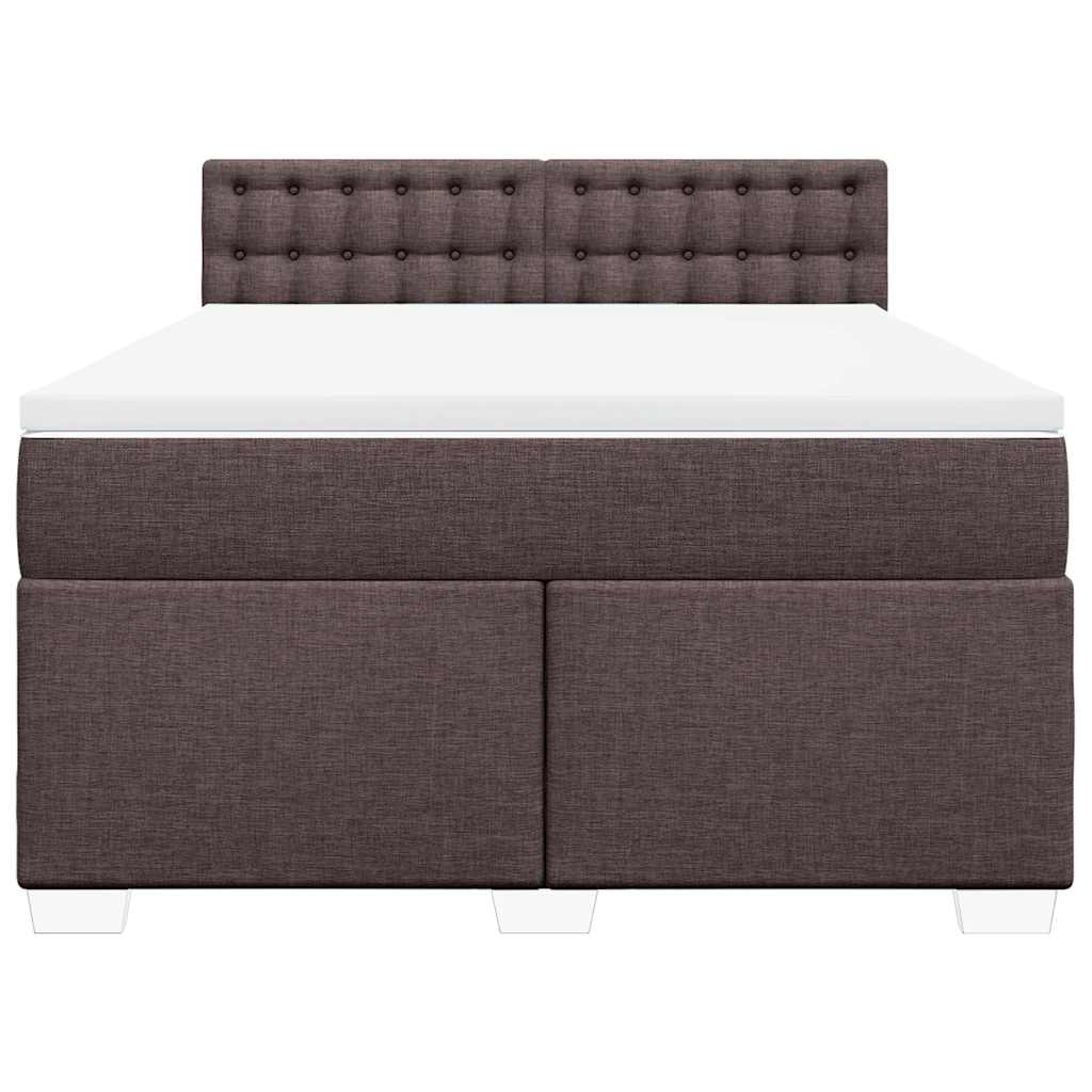 vidaXL Boxspring met matras stof donkerbruin 140x190 cm bruin, foto 4