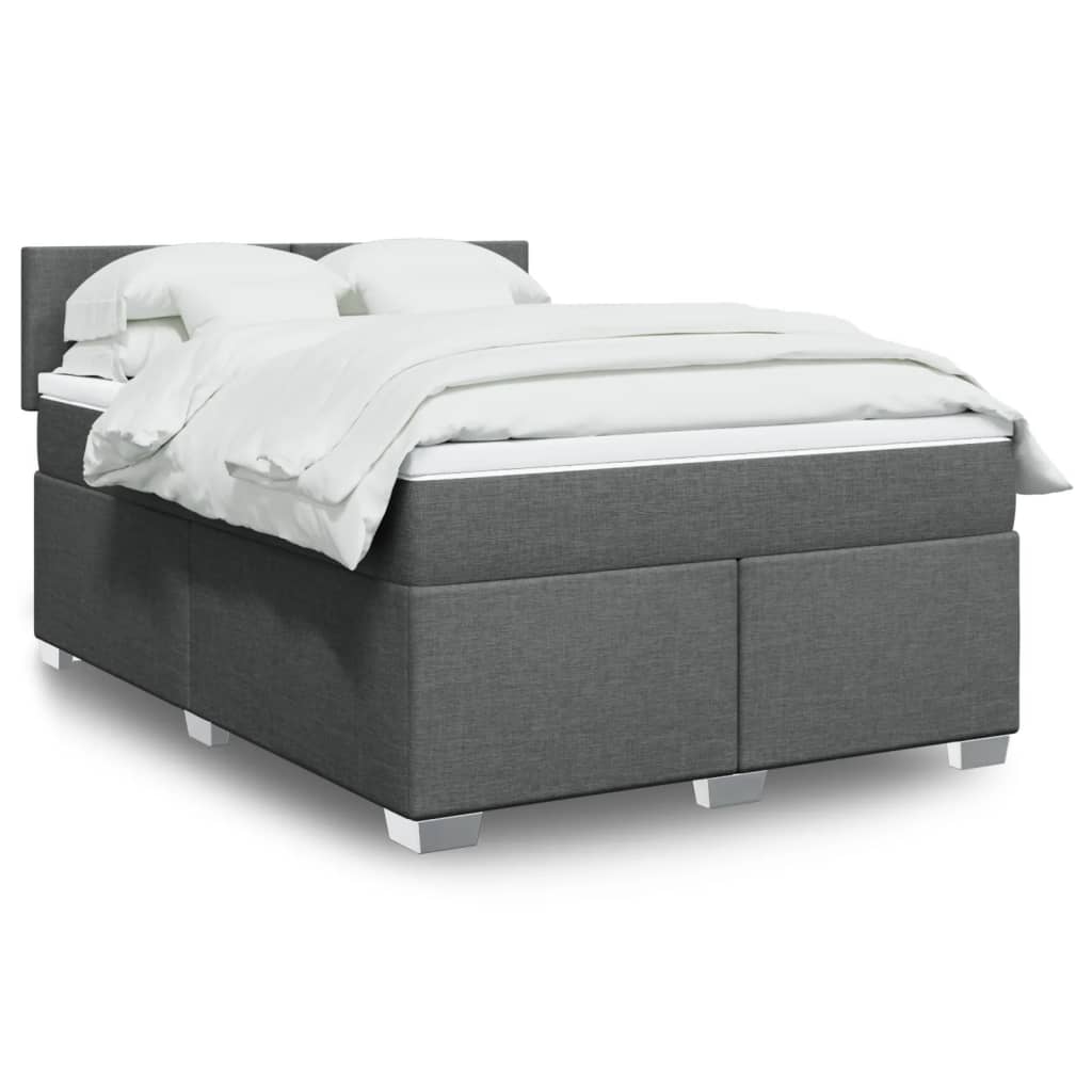 Boxspringbett mit Matratze Dunkelgrau 140×200 cm Stoff