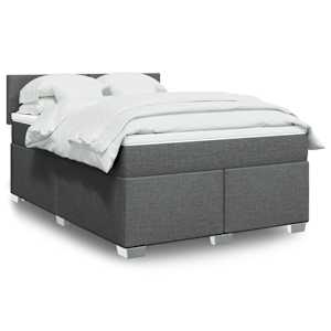 Box spring postel s matrací tmavě šedá 140x200 cm textil - obrázek 1