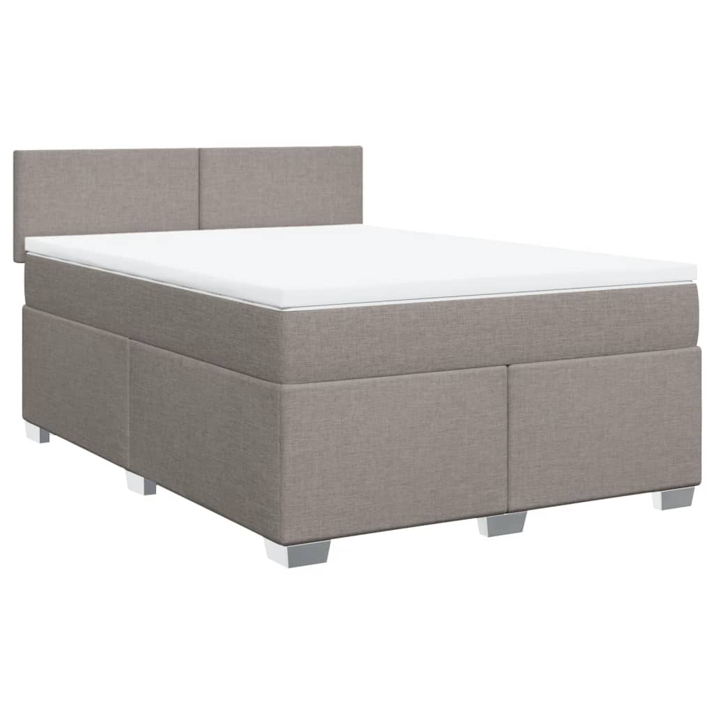 vidaXL Box spring postelja z vzmetnico taupe 140x200 cm blago