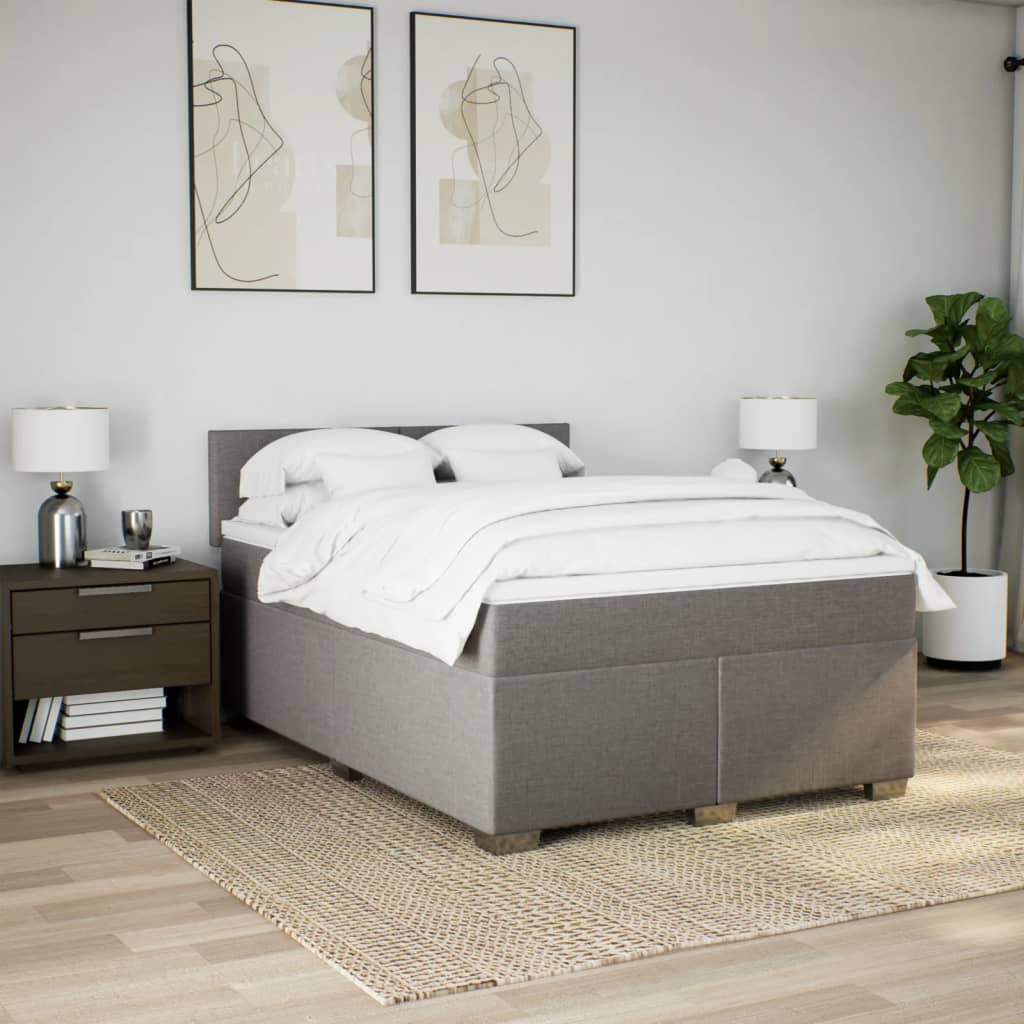 vidaXL Boxspring met matras stof taupe 140x200 cm, foto 2