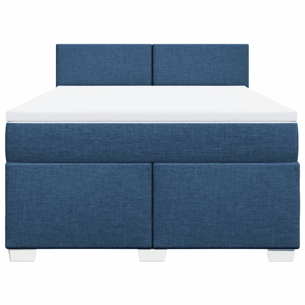 vidaXL Boxspring met matras stof blauw 140x200 cm, foto 4