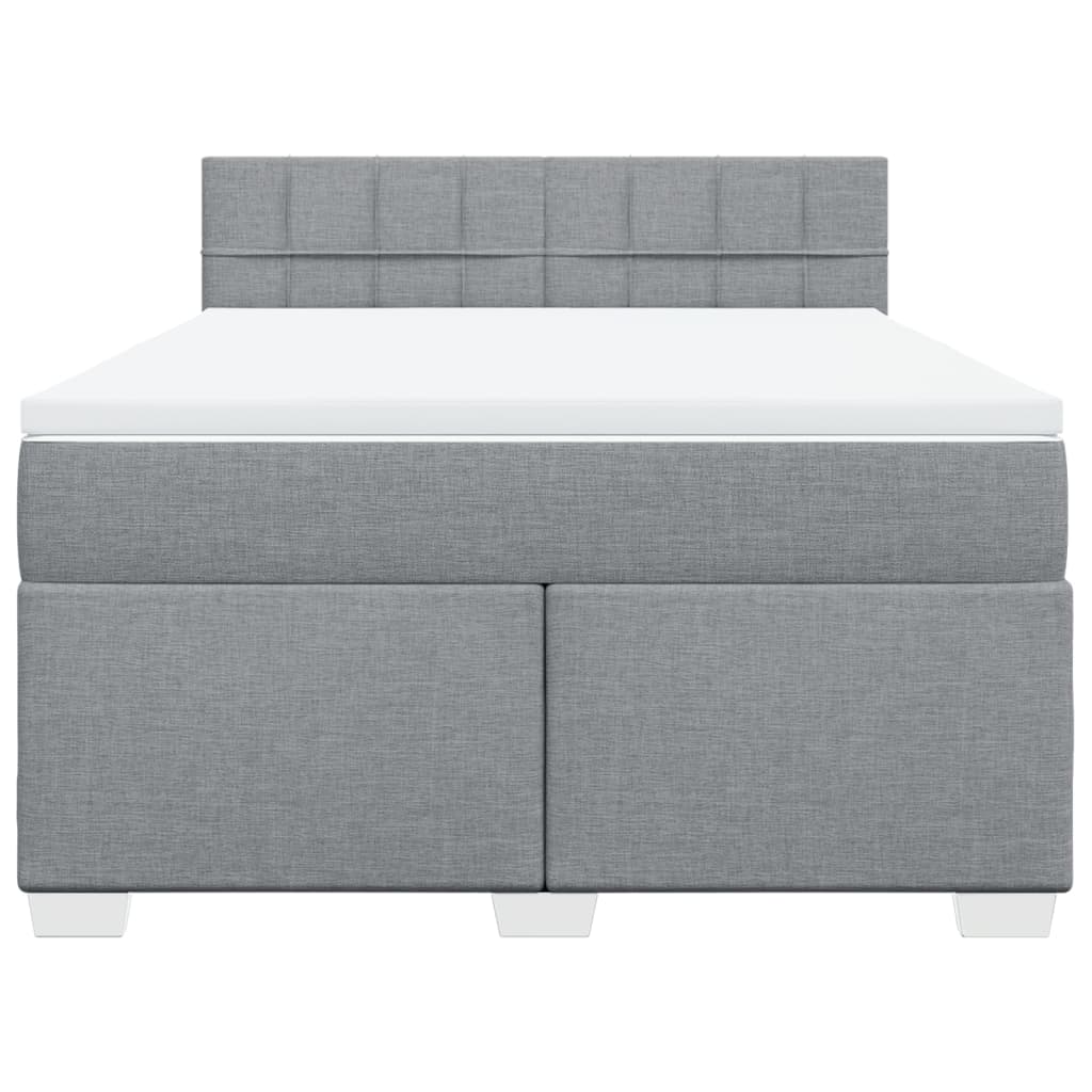 vidaXL Boxspring met matras stof lichtgrijs 140x200 cm grijs, foto 4
