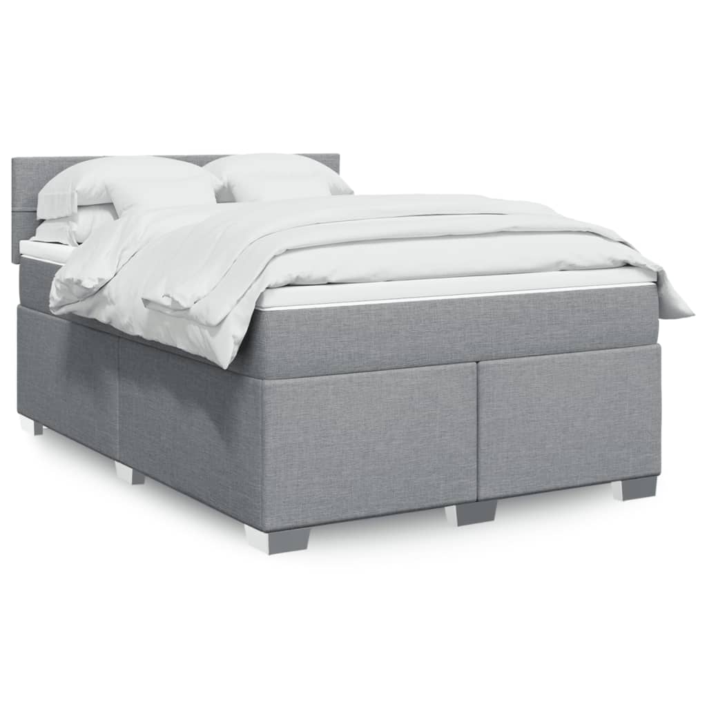 Boxspringbett mit Matratze Hellgrau 140×200 cm Stoff