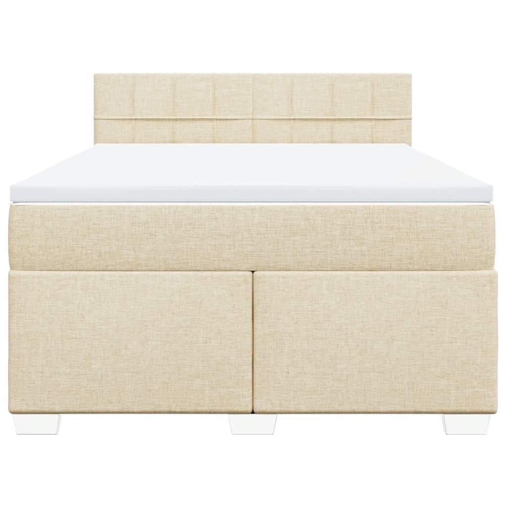 vidaXL Boxspring met matras stof crèmekleurig 140x200 cm, foto 4