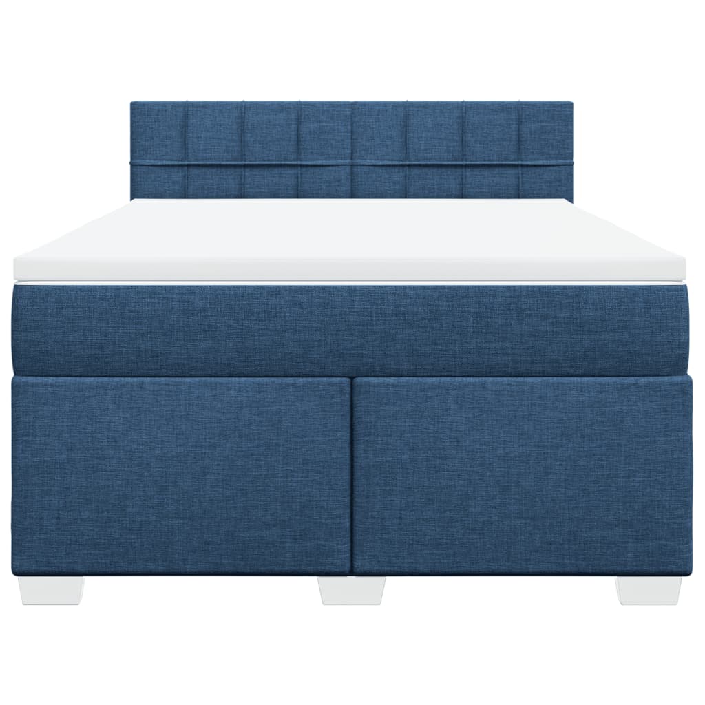 vidaXL Boxspring met matras stof blauw 140x200 cm, foto 4