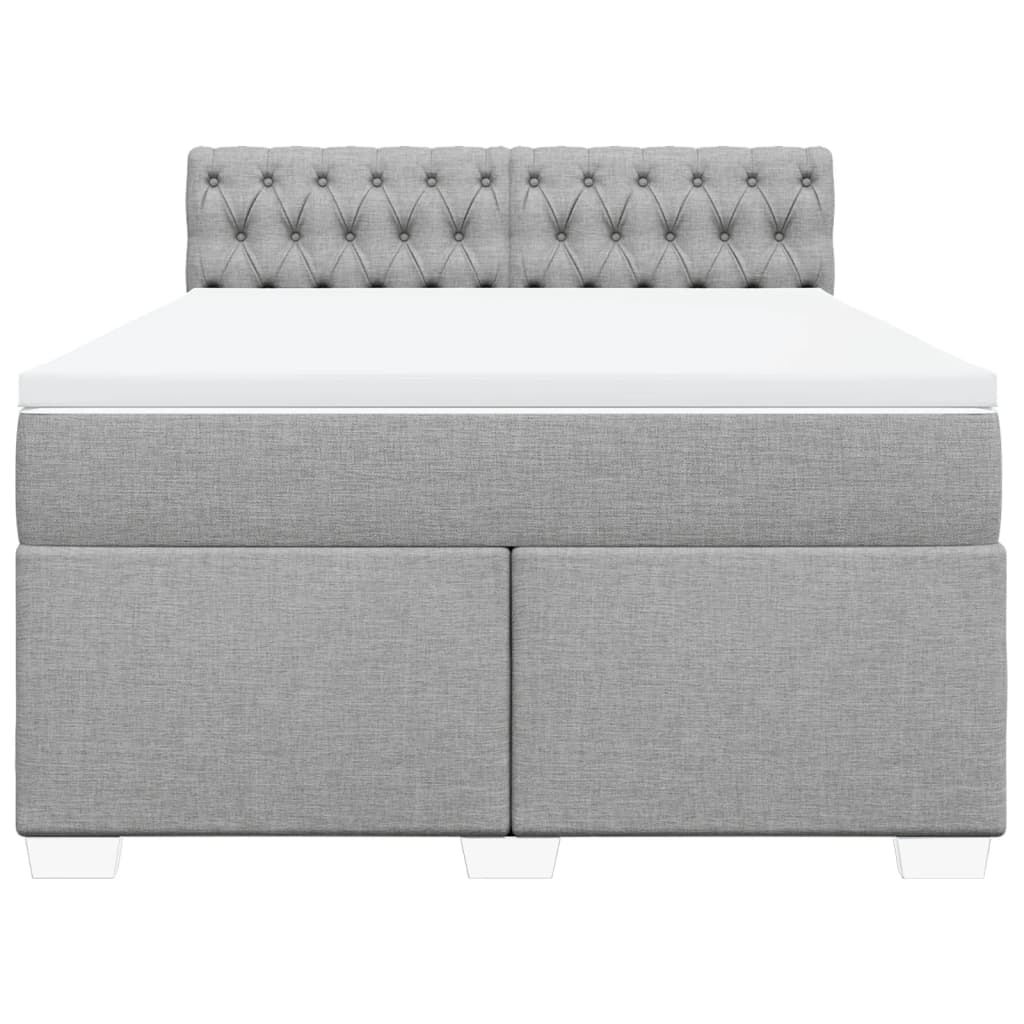 vidaXL Boxspring met matras stof lichtgrijs 140x200 cm grijs, foto 4