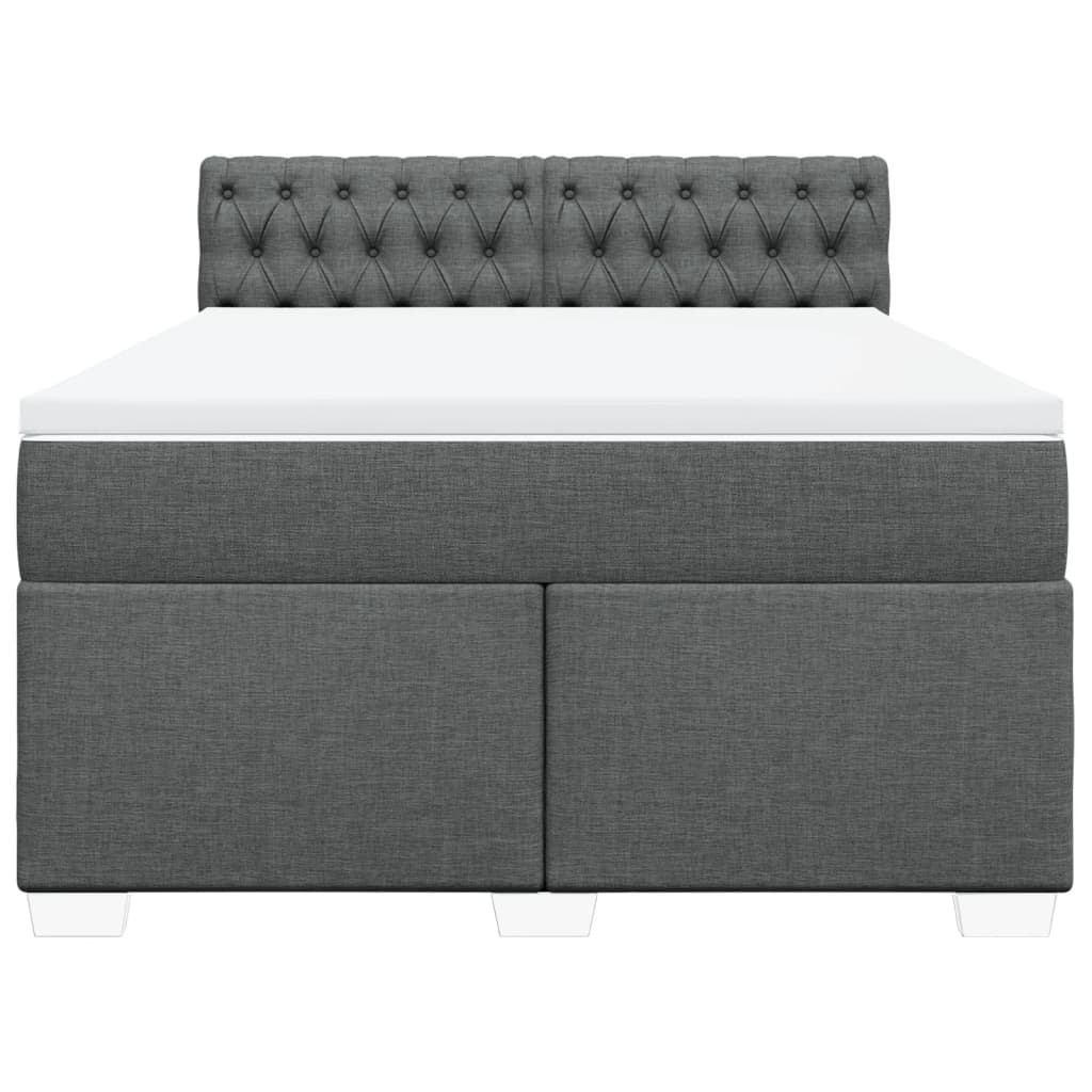 vidaXL Boxspring met matras stof donkergrijs 140x200 cm grijs, foto 4