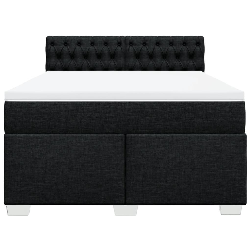 vidaXL Boxspring met matras stof zwart 140x200 cm, foto 4