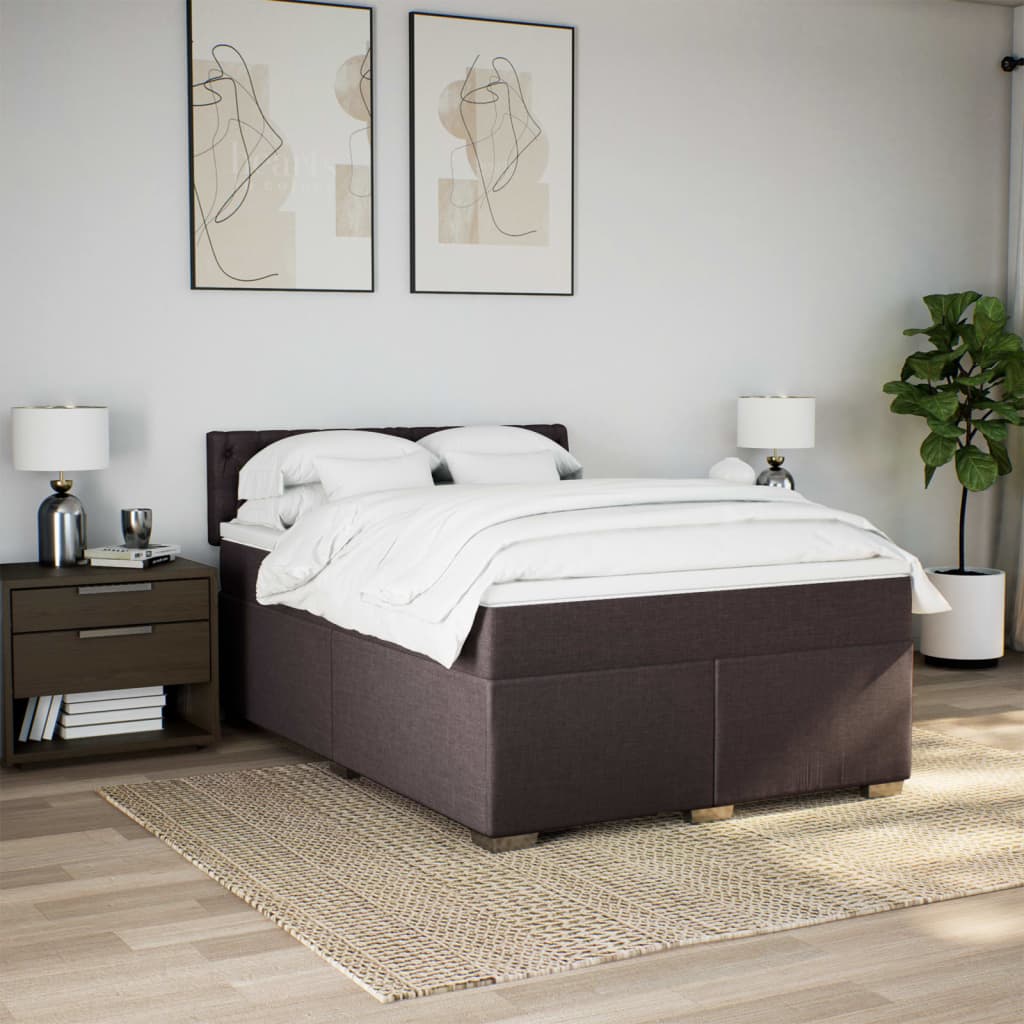 vidaXL Boxspring met matras stof donkerbruin 140x200 cm afbeelding