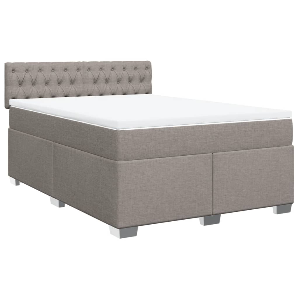 vidaXL Box spring postelja z vzmetnico taupe 140x200 cm blago