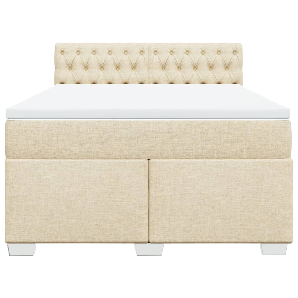 vidaXL Boxspring met matras stof crèmekleurig 140x200 cm, foto 4