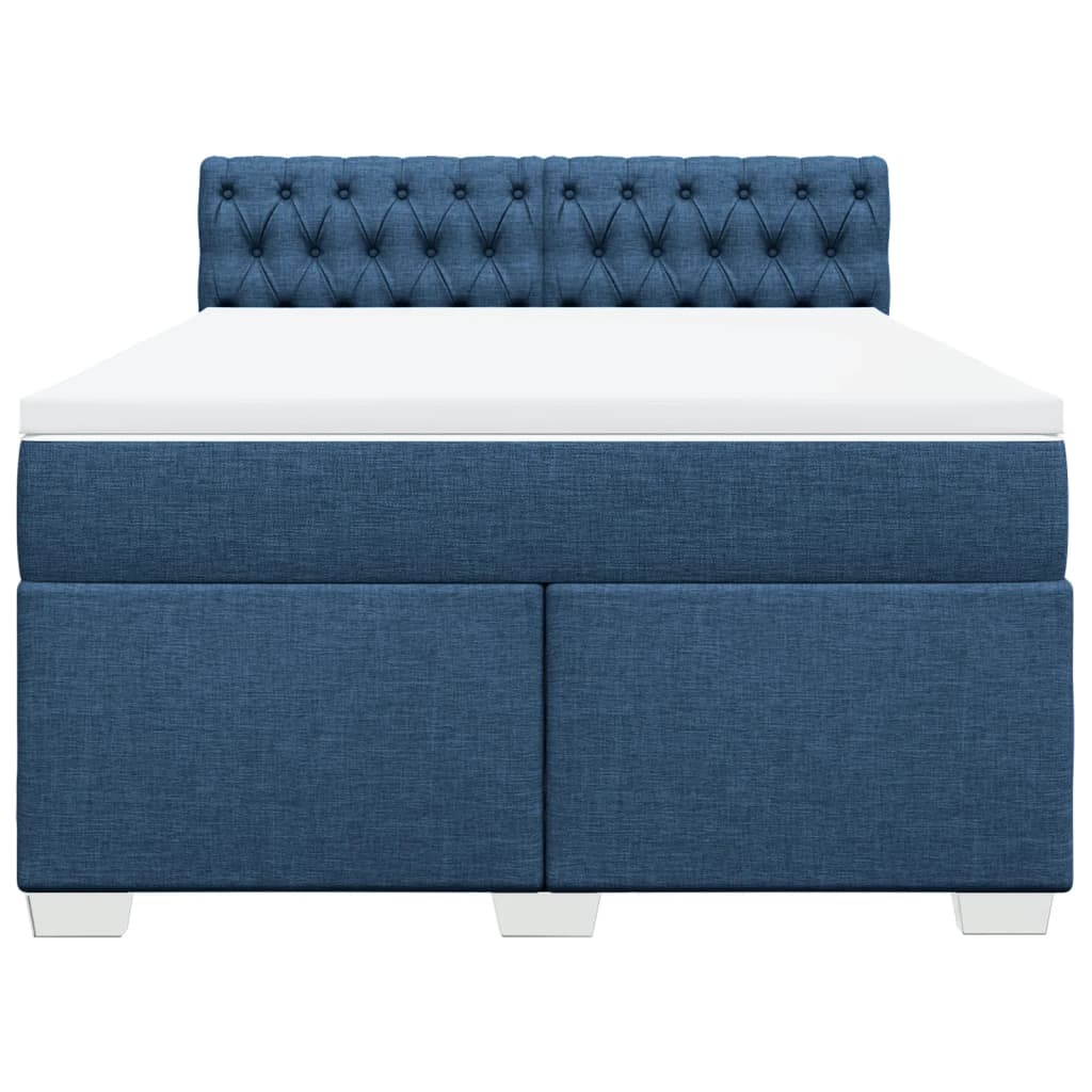 vidaXL Boxspring met matras stof blauw 140x200 cm, foto 4