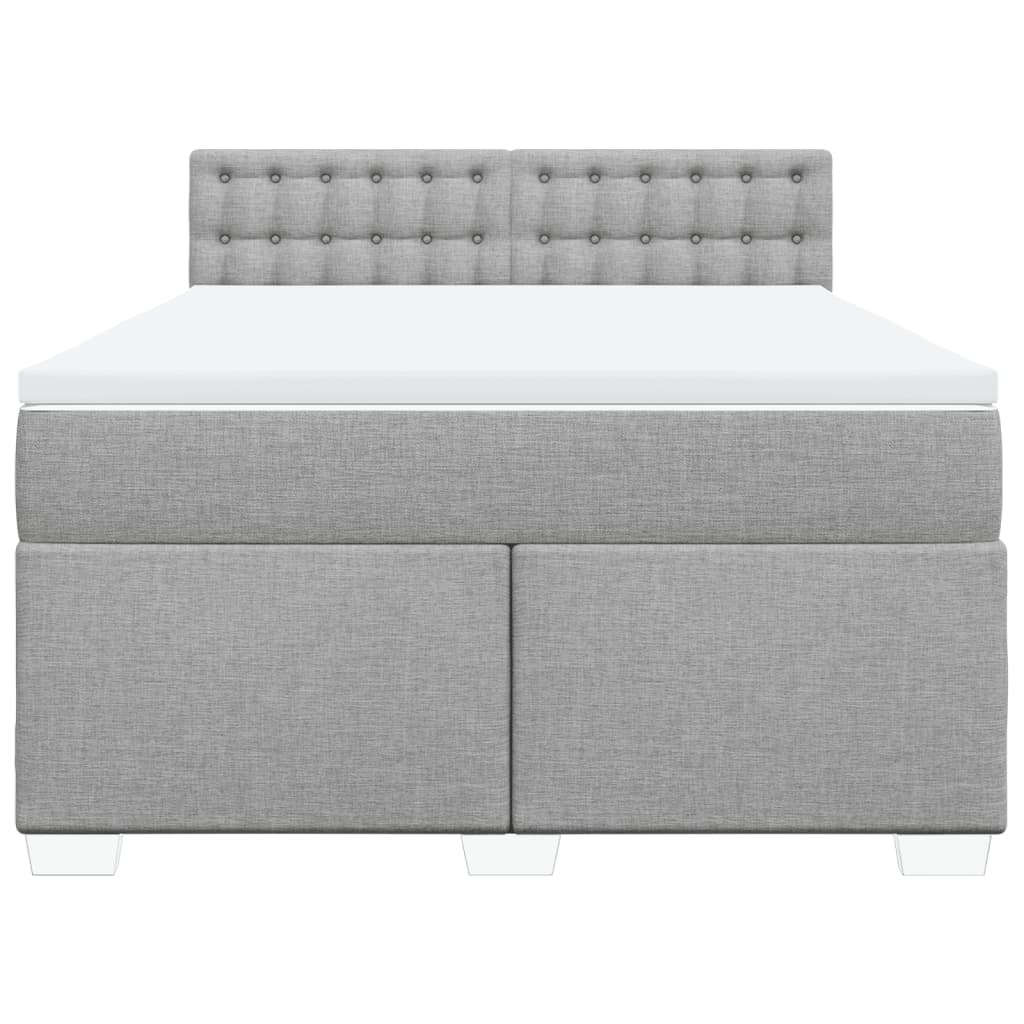 vidaXL Boxspring met matras stof lichtgrijs 140x200 cm grijs, foto 4
