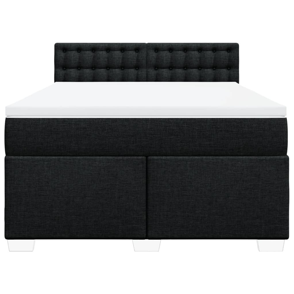 vidaXL Boxspring met matras stof zwart 140x200 cm, foto 4