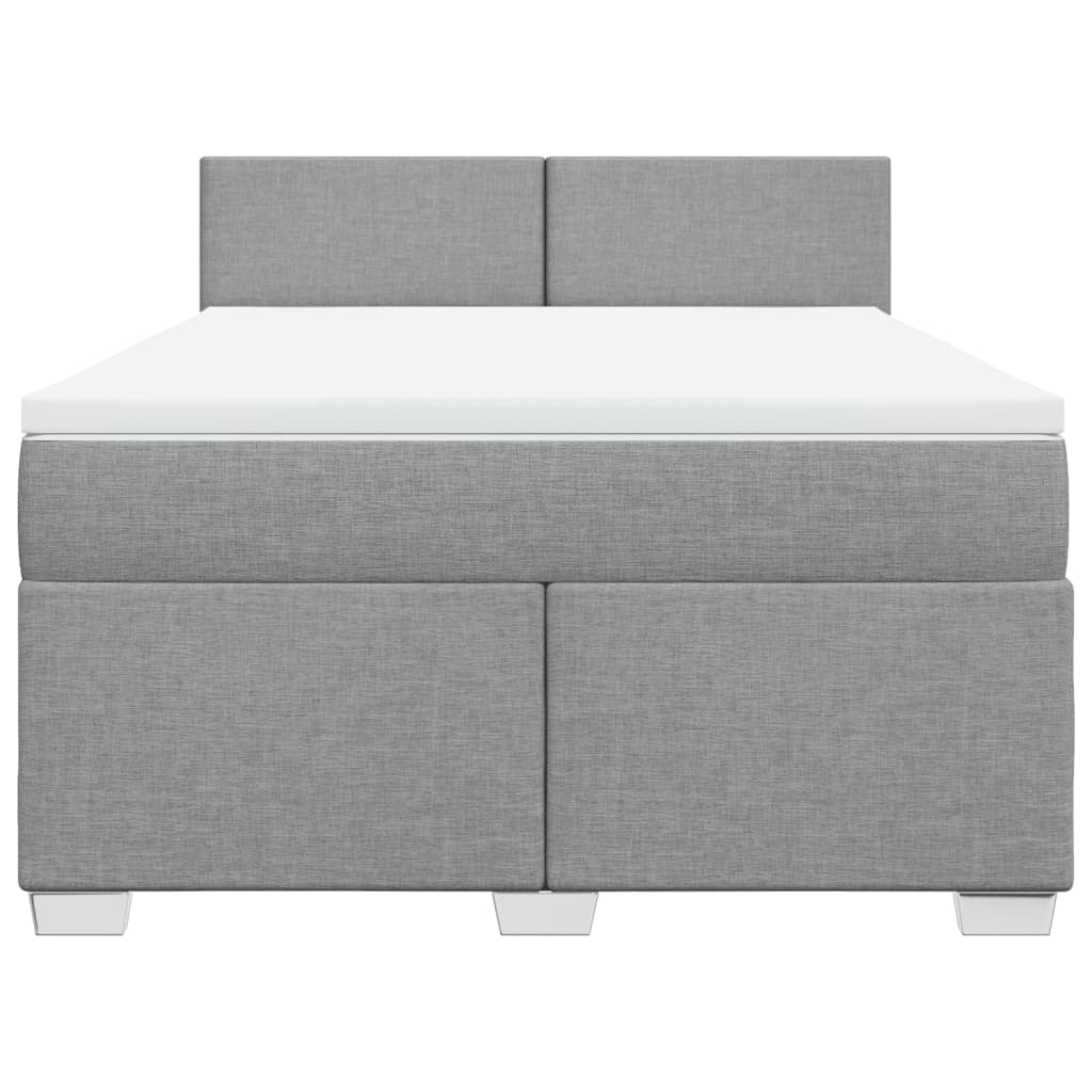 vidaXL Boxspring met matras stof lichtgrijs 160x200 cm grijs, foto 4