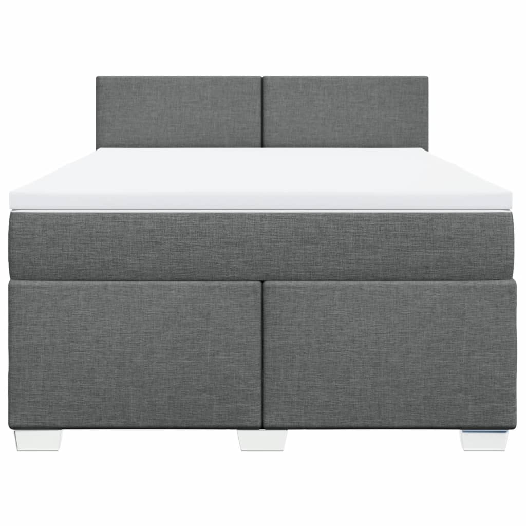 vidaXL Boxspring met matras stof donkergrijs 160x200 cm grijs, foto 4