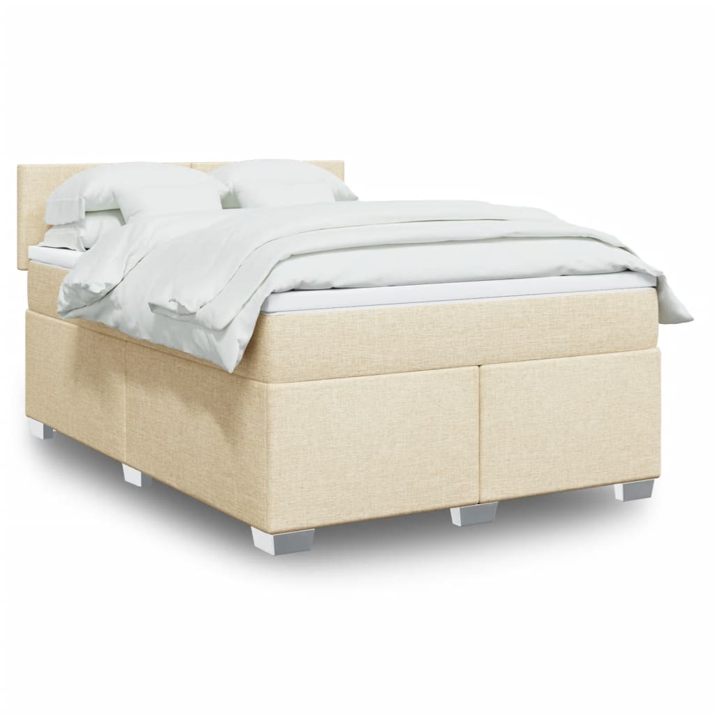 Boxspringbett mit Matratze Creme 160×200 cm Stoff