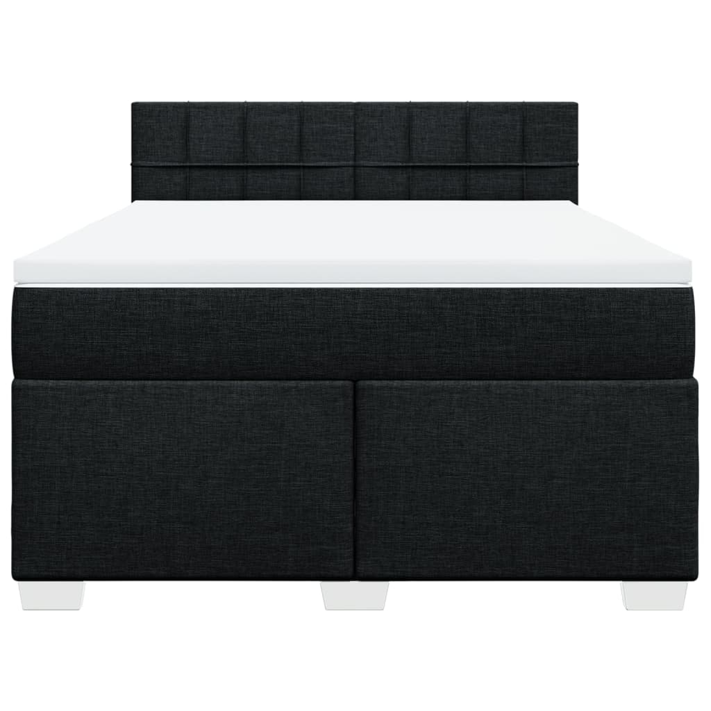 vidaXL Boxspring met matras stof zwart 160x200 cm, foto 4