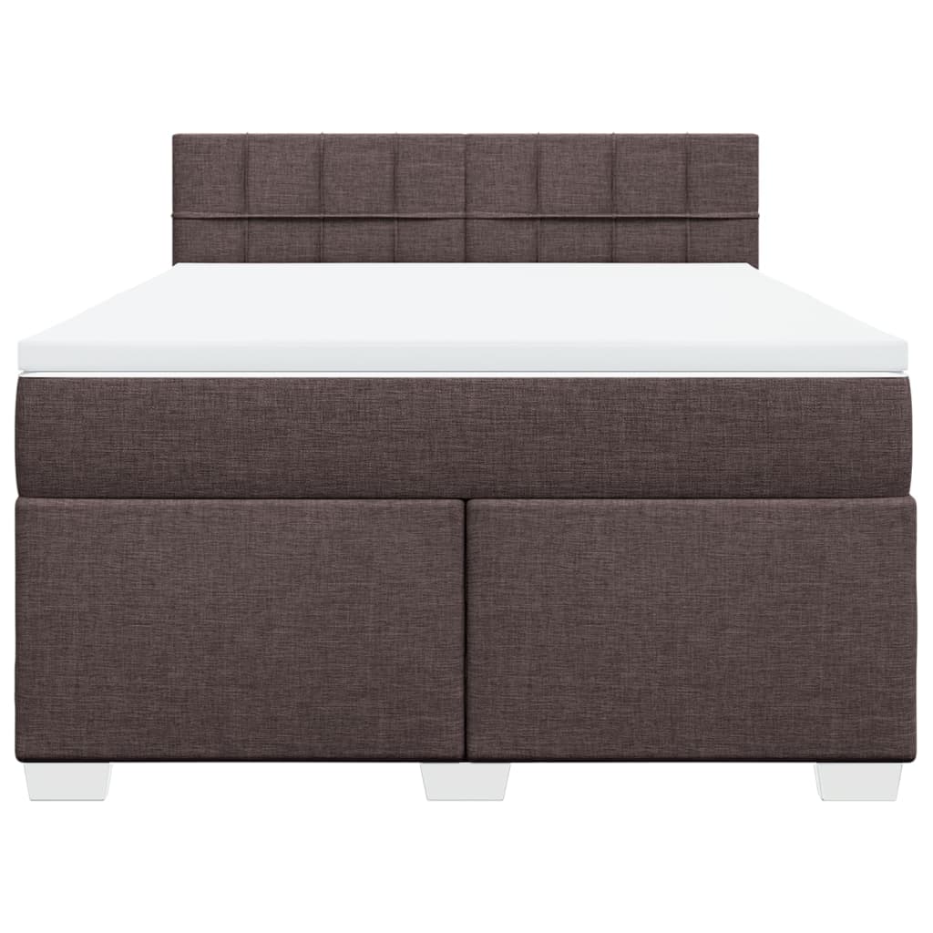 vidaXL Boxspring met matras stof donkerbruin 160x200 cm bruin, foto 4