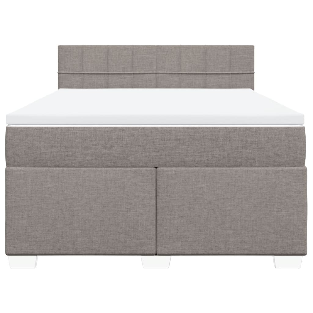vidaXL Boxspring met matras stof taupe 160x200 cm, foto 4