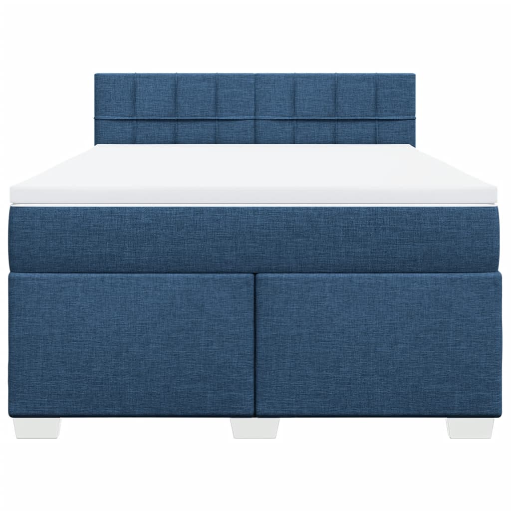 vidaXL Boxspring met matras stof blauw 160x200 cm, foto 4
