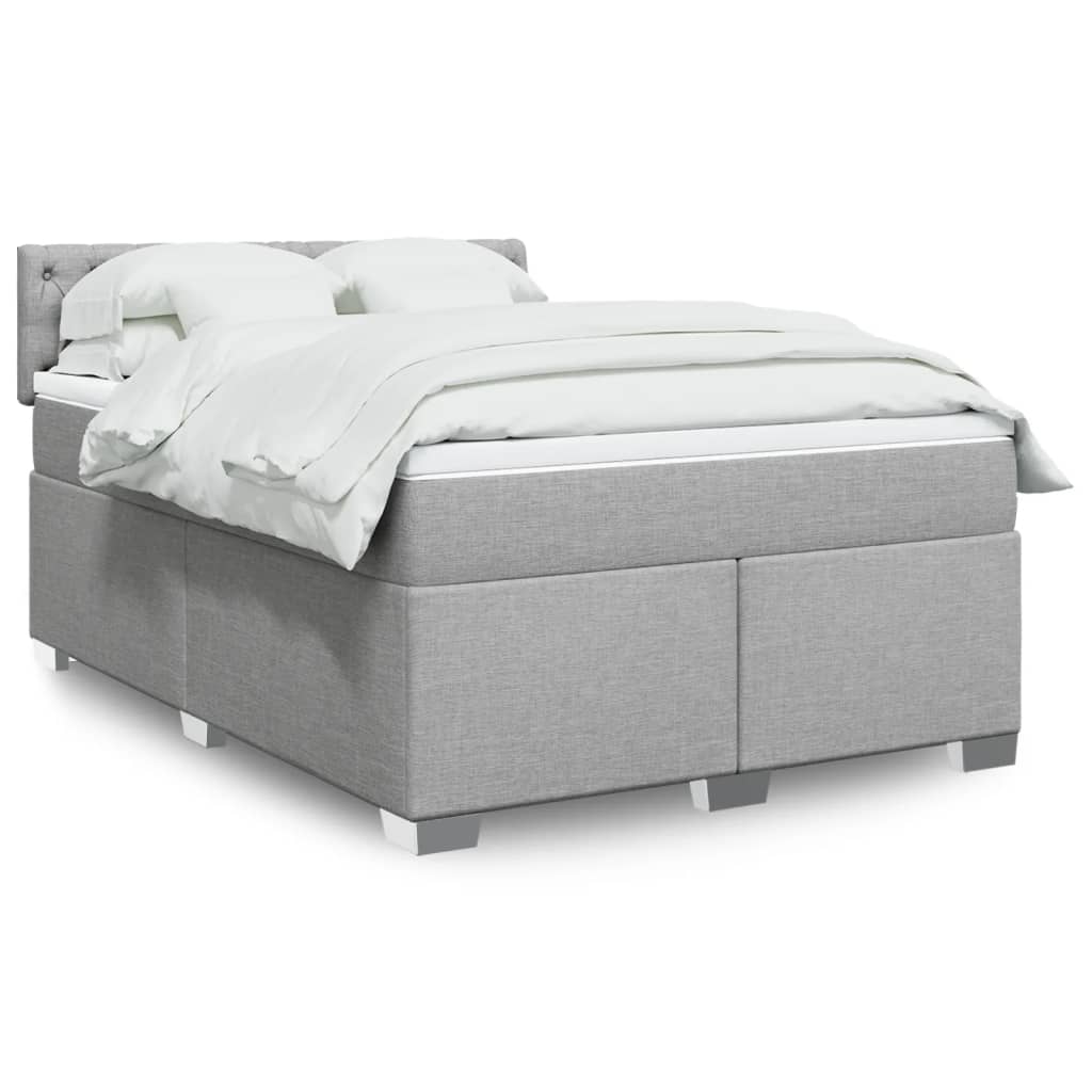 Boxspringbett mit Matratze Hellgrau 160×200 cm Stoff