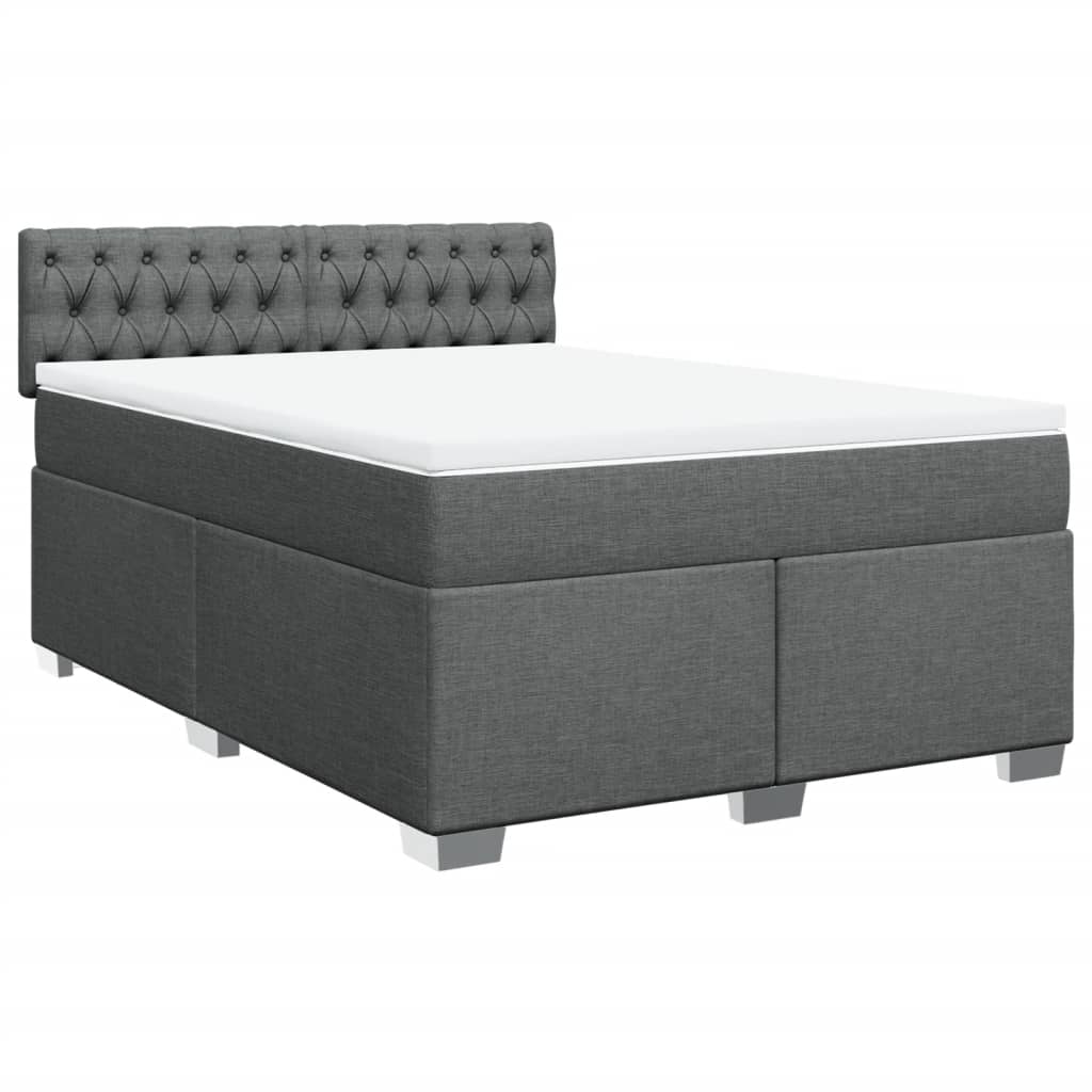 vidaXL Boxspring met matras stof donkergrijs 160x200 cm grijs, foto 3