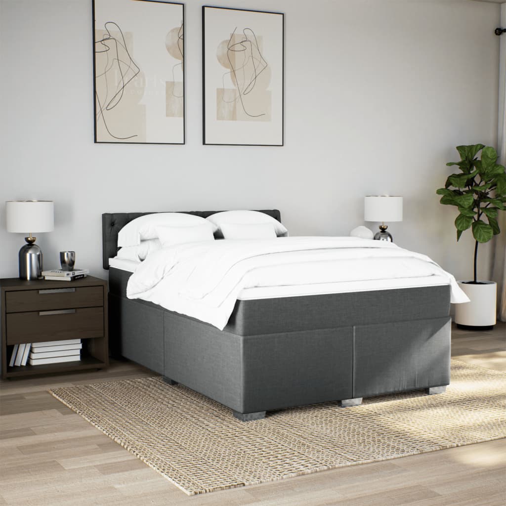 vidaXL Boxspring met matras stof donkergrijs 160x200 cm grijs, foto 2