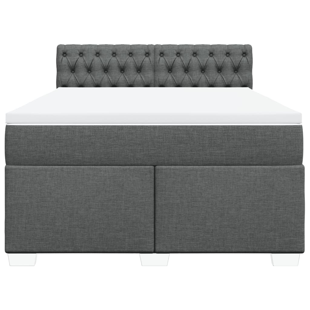 vidaXL Boxspring met matras stof donkergrijs 160x200 cm grijs, foto 4