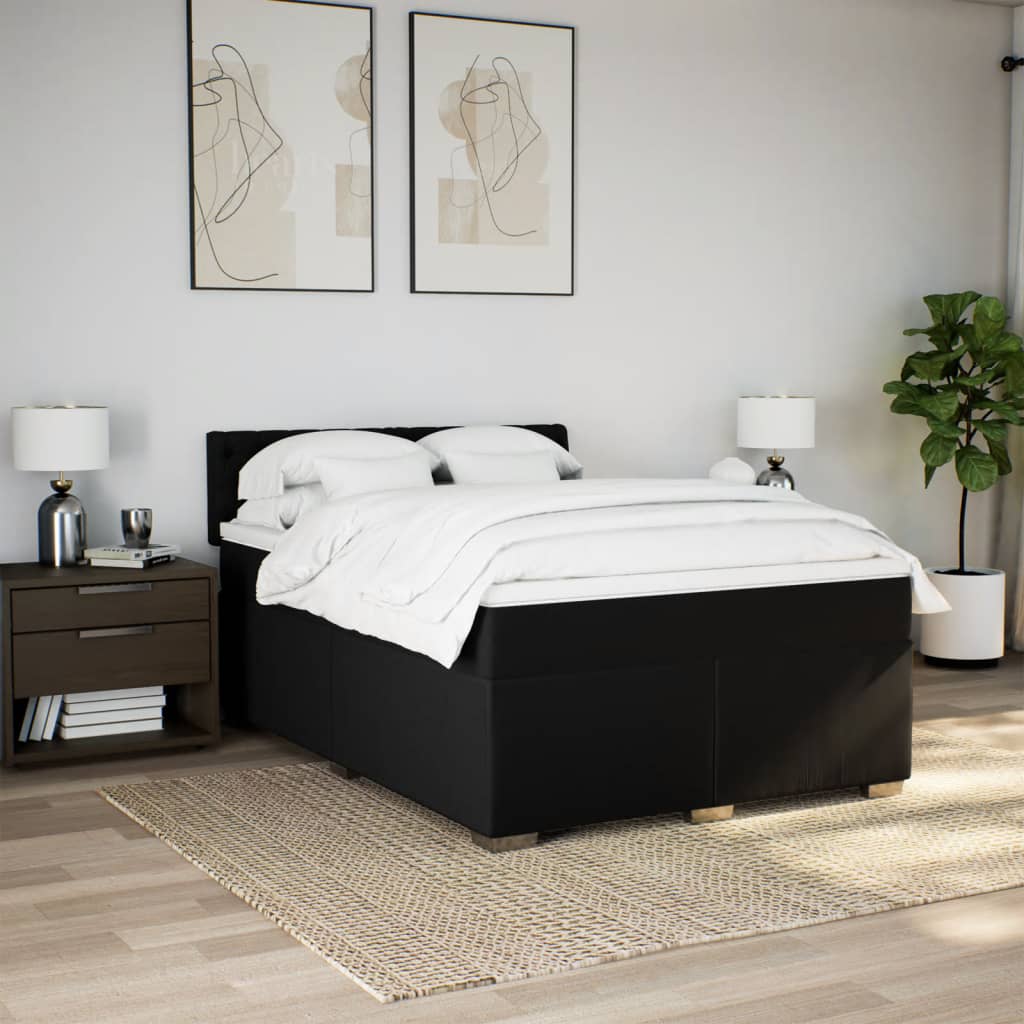 vidaXL Posteľný rám boxspring s matracom čierny 160x200 cm látka