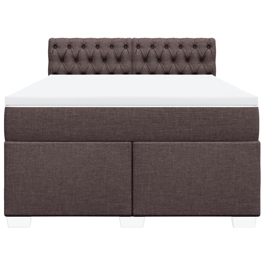 vidaXL Boxspring met matras stof donkerbruin 160x200 cm bruin, foto 4
