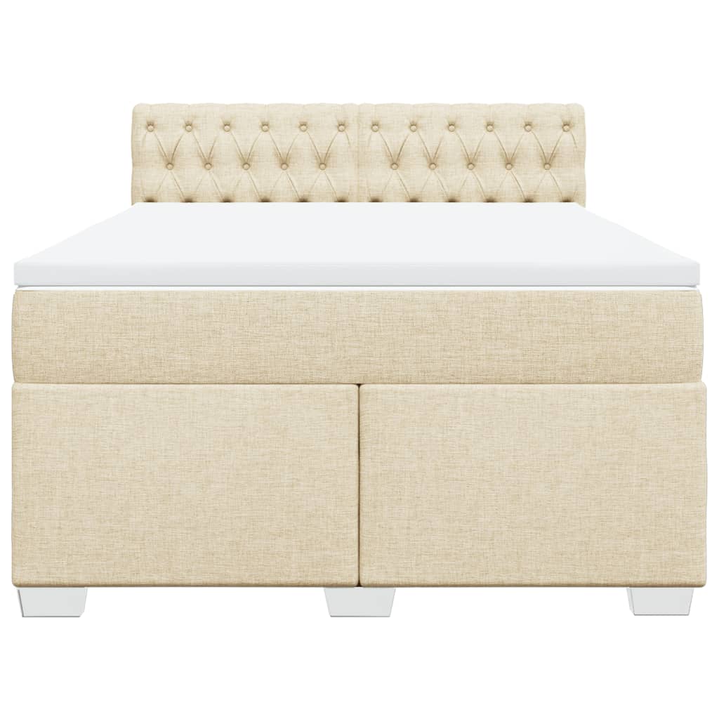 vidaXL Boxspring met matras stof crèmekleurig 160x200 cm, foto 4