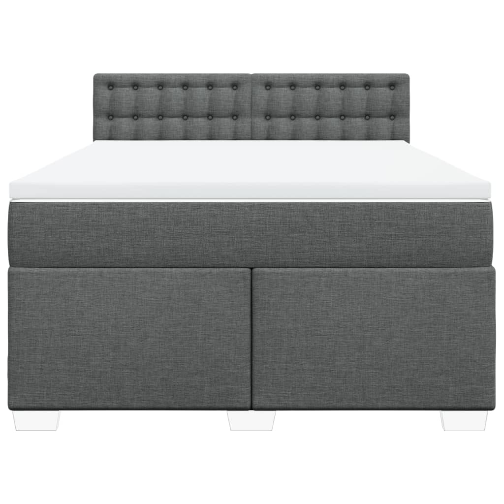vidaXL Boxspring met matras stof donkergrijs 160x200 cm grijs, foto 4