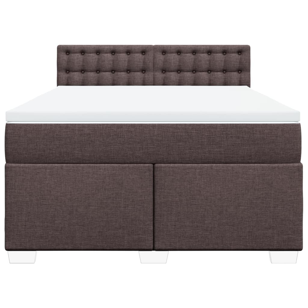 vidaXL Boxspring met matras stof donkerbruin 160x200 cm bruin, foto 4
