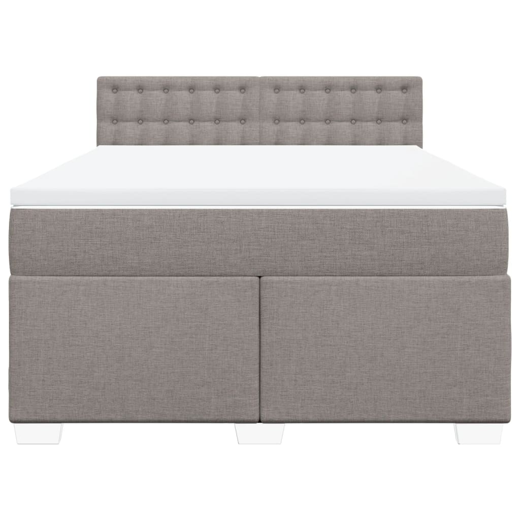 vidaXL Boxspring met matras stof taupe 160x200 cm, foto 4