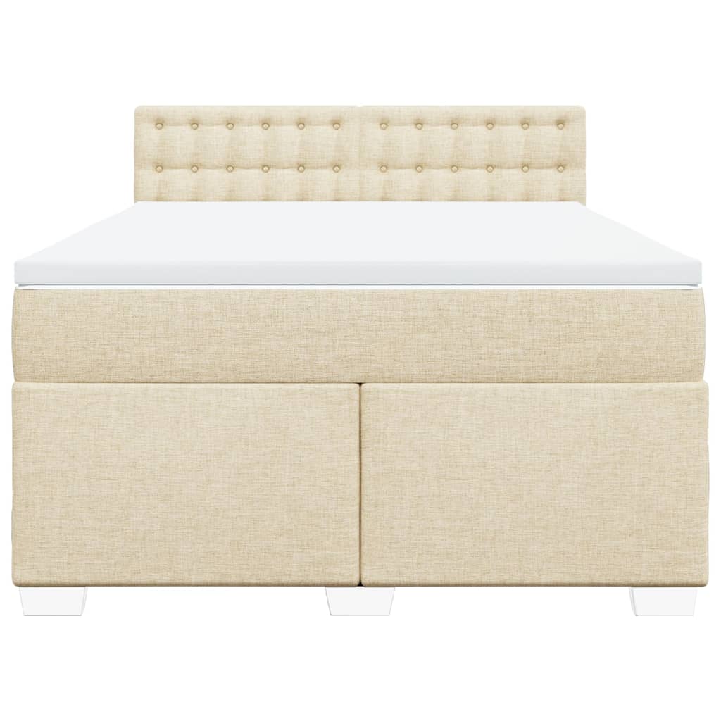 vidaXL Boxspring met matras stof crèmekleurig 160x200 cm, foto 4