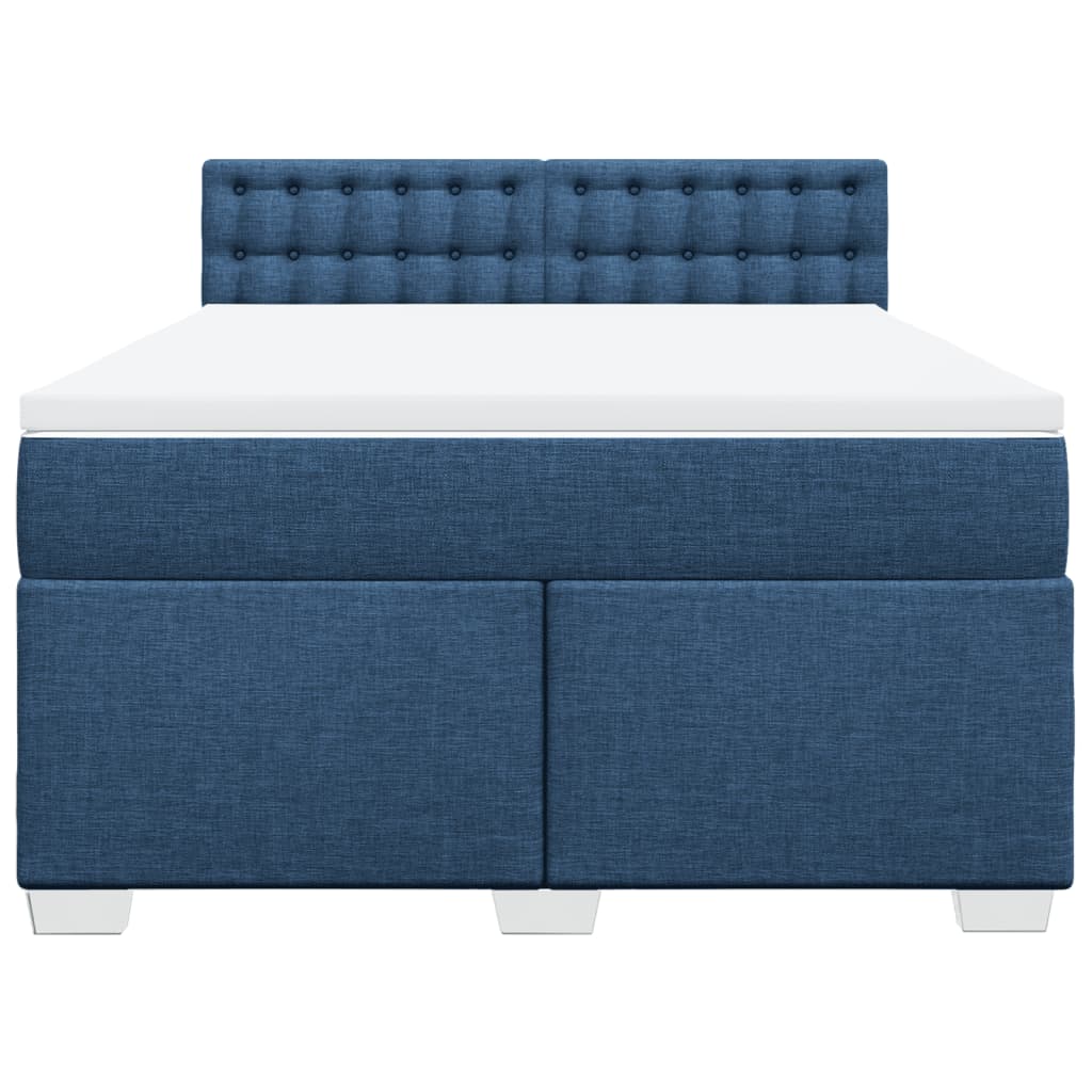 vidaXL Boxspring met matras stof blauw 160x200 cm, foto 4