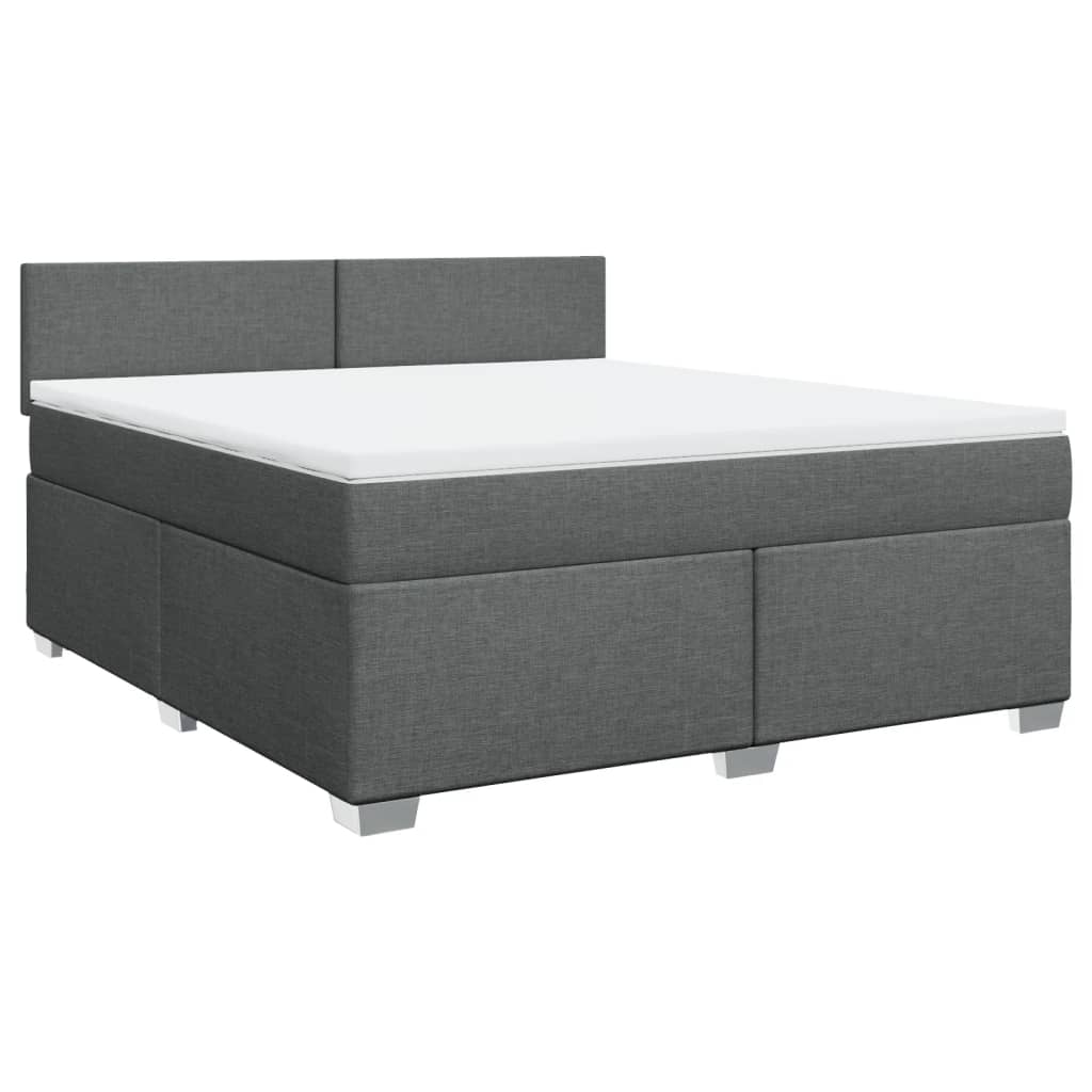 vidaXL Pat box spring cu saltea, gri închis, 180x200 cm, textil