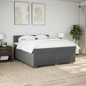 Box spring postel s matrací tmavě šedá 180x200 cm textil - obrázek 3