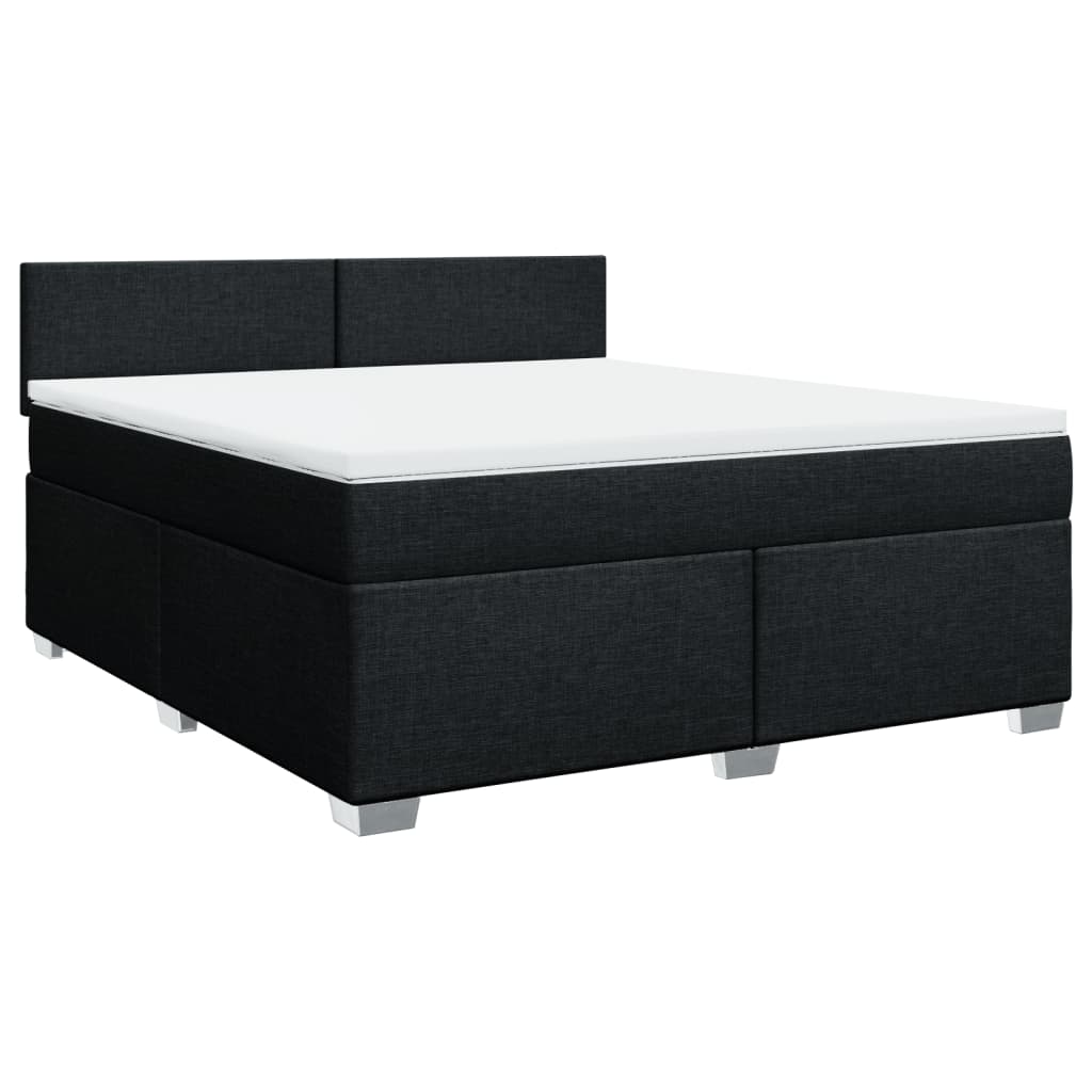 vidaXL Box spring postel s matrací černá 180x200 cm textil