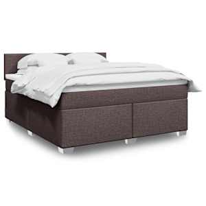 Box spring postel s matrací tmavě hnědá 180x200 cm textil - obrázek 1